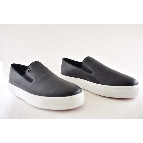 Christian Louboutin Men Boatissimo Flat Black Leather Slip On Sneakers 44.5 11.5 - Picture 4 of 16